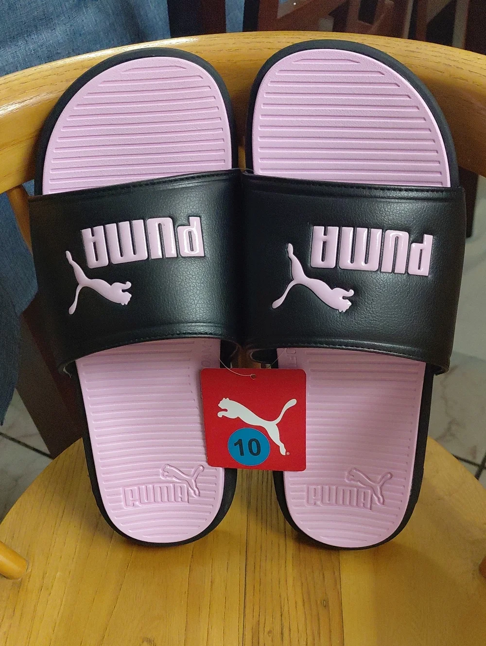 Brand New Women's Puma Black & Pink Slide Sandals